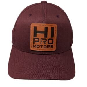 HI Pro Motors Patch Snapback Hat Solid Red One Size Adjustable Yupoong